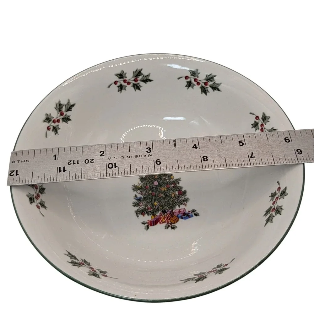 Gibson Noel Morning Soup Bowls Christmas Tree Holiday Vintag Set of Two SEE
